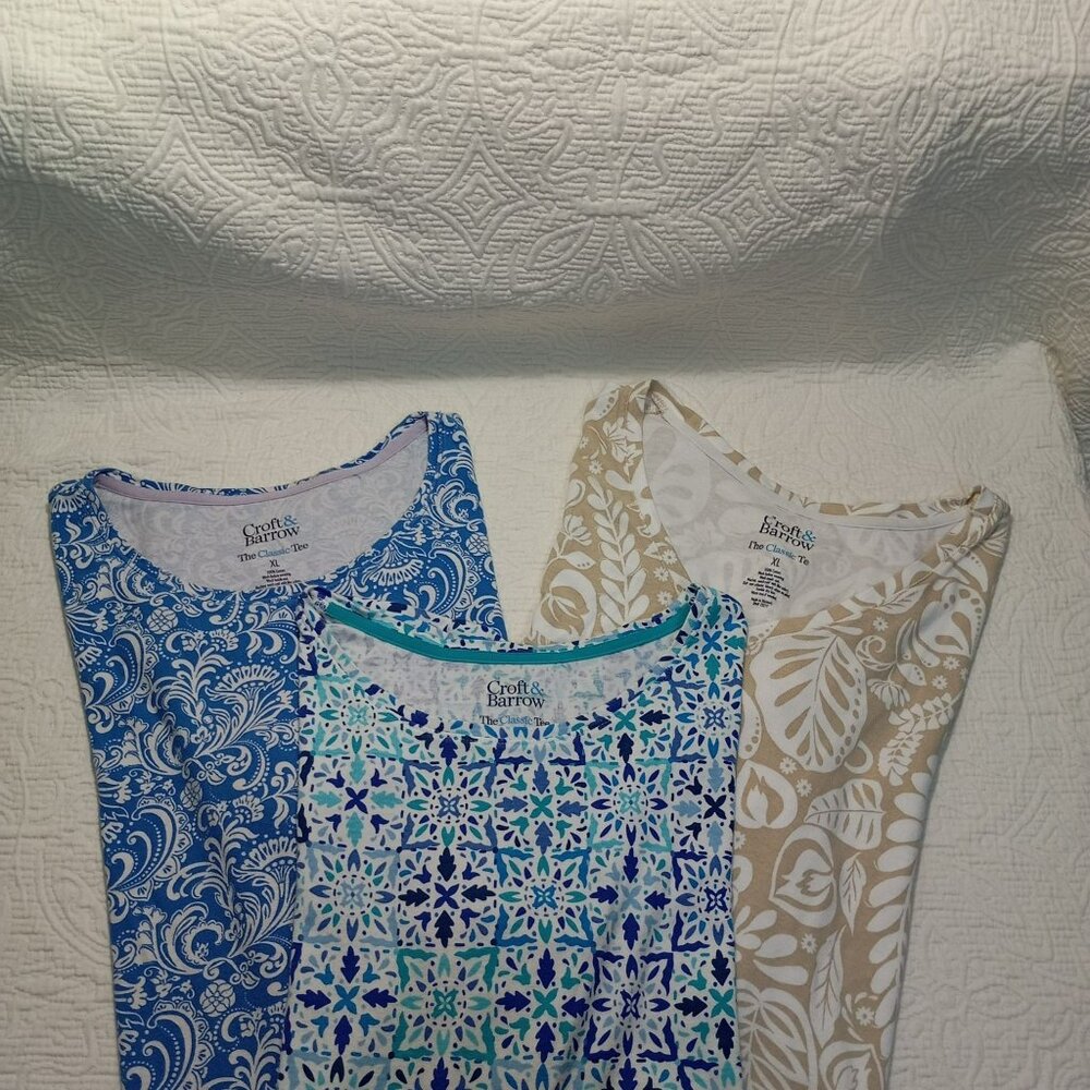 Pack 3 Tee Croft & Barrow The Classic Tee Womens 100% Cotton Sz XL T-Shirt Top - Picture 11 of 11